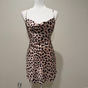Princess Polly Maya Leopard Mini Slip Dress Cowl Neck Size 6